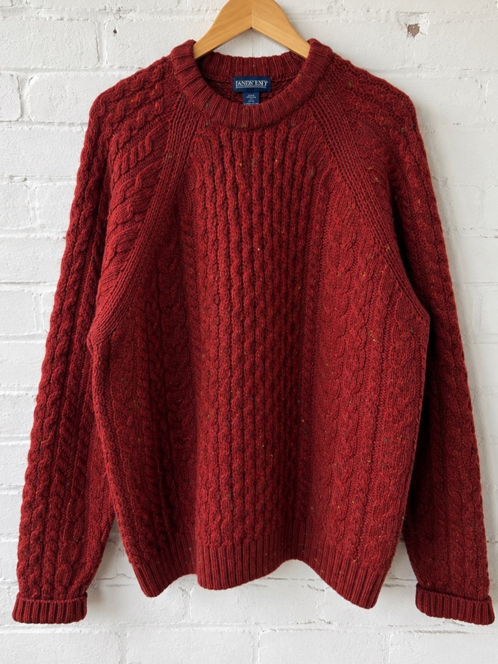 Vintage Lands’ End Cable Knit Wool Sweater Men’s XL
